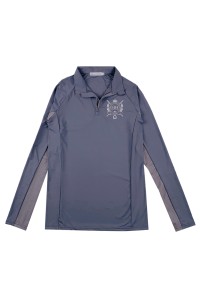 訂購長袖灰色Polo恤  半胸拉鏈款式設計 印花LOGO  撞色Polo恤 65%polyester 15%拉架  P1571